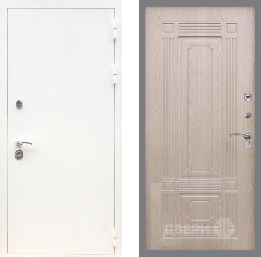 Входная металлическая Дверь Рекс (REX) 5 Белая Шагрень FL-2 Беленый дуб в Бронницах