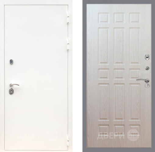 Входная металлическая Дверь Рекс (REX) 5 Белая Шагрень FL-33 Беленый дуб в Бронницах