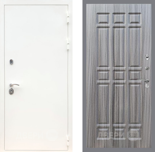 Входная металлическая Дверь Рекс (REX) 5 Белая Шагрень FL-33 Сандал грей в Бронницах