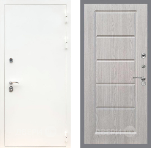 Входная металлическая Дверь Рекс (REX) 5 Белая Шагрень FL-39 Беленый дуб в Бронницах