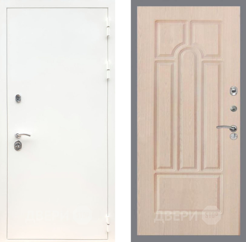 Входная металлическая Дверь Рекс (REX) 5 Белая Шагрень FL-58 Беленый дуб в Бронницах