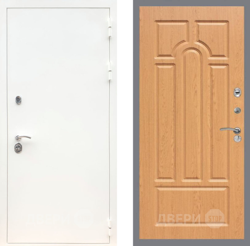 Входная металлическая Дверь Рекс (REX) 5 Белая Шагрень FL-58 Дуб в Бронницах