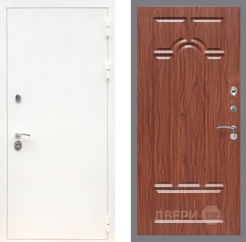 Входная металлическая Дверь Рекс (REX) 5 Белая Шагрень FL-58 орех тисненый в Бронницах