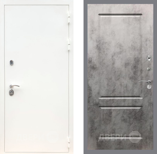 Входная металлическая Дверь Рекс (REX) 5 Белая Шагрень FL-117 Бетон темный в Бронницах