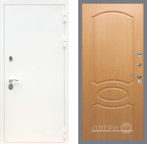 Входная металлическая Дверь Рекс (REX) 5 Белая Шагрень FL-128 Дуб в Бронницах