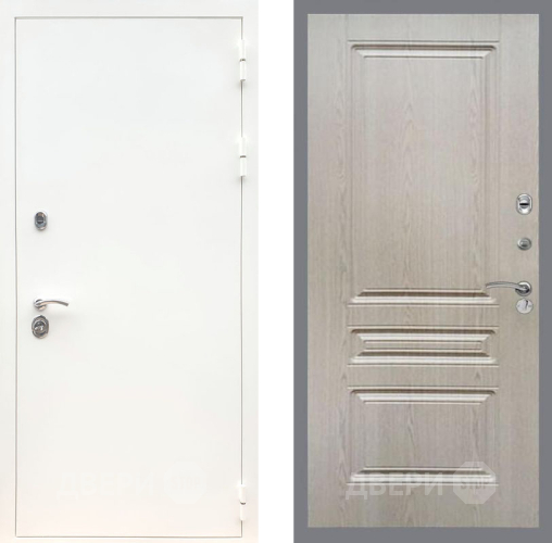 Входная металлическая Дверь Рекс (REX) 5 Белая Шагрень FL-243 Беленый дуб в Бронницах