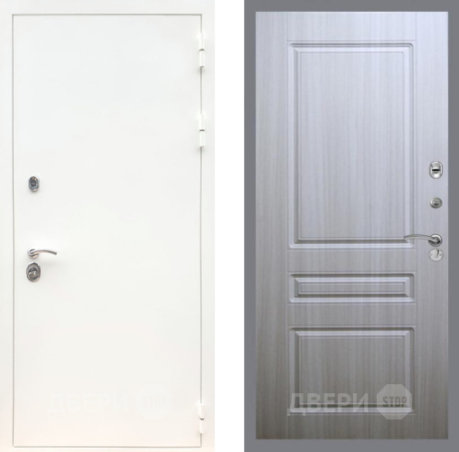 Входная металлическая Дверь Рекс (REX) 5 Белая Шагрень FL-243 Сандал белый в Бронницах