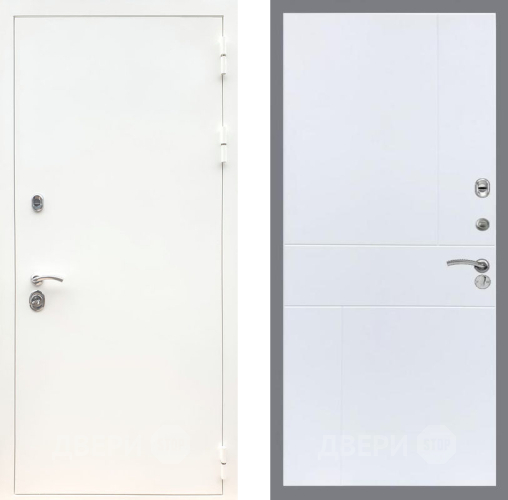 Входная металлическая Дверь Рекс (REX) 5 Белая Шагрень FL-290 Силк Сноу в Бронницах