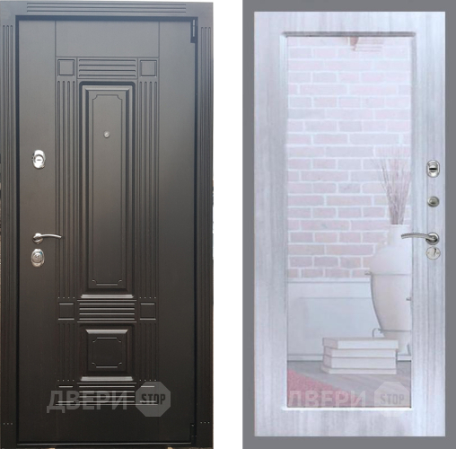 Входная металлическая Дверь Рекс (REX) 9 Зеркало Пастораль Сандал белый в Бронницах