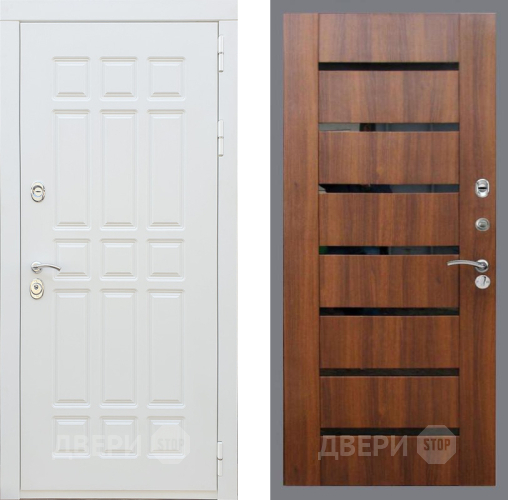 Входная металлическая Дверь Рекс (REX) 8 Силк Сноу СБ-14 стекло черное Орех бренди в Бронницах