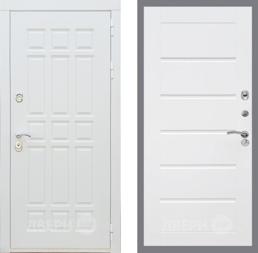 Входная металлическая Дверь Рекс (REX) 8 Силк Сноу Сити Белый ясень в Бронницах