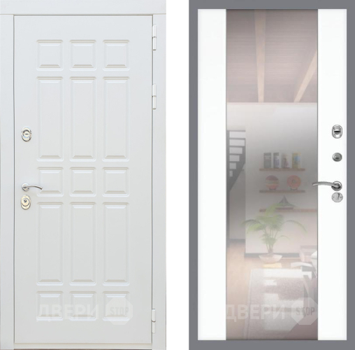 Входная металлическая Дверь Рекс (REX) 8 Силк Сноу СБ-16 Зеркало Силк Сноу в Бронницах