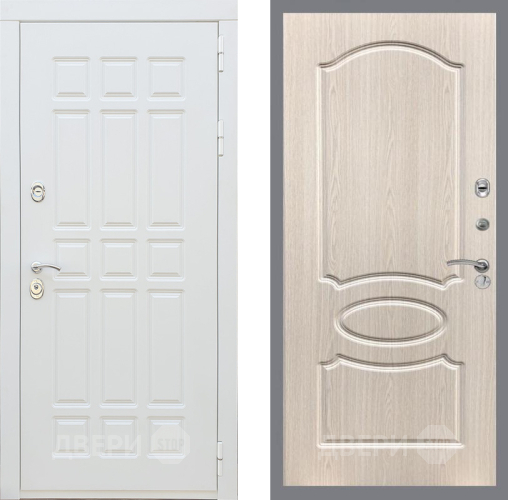 Входная металлическая Дверь Рекс (REX) 8 Силк Сноу FL-128 Беленый дуб в Бронницах
