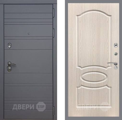 Входная металлическая Дверь Рекс (REX) 14 силк титан FL-128 Беленый дуб в Бронницах