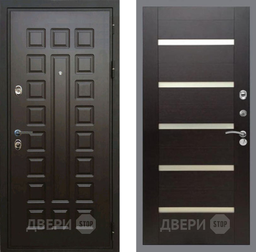 Входная металлическая Дверь Рекс (REX) Премиум 3к СБ-14 стекло белое венге поперечный в Бронницах