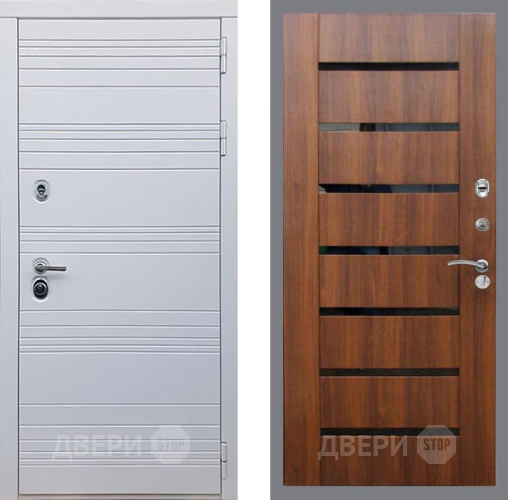 Входная металлическая Дверь Рекс (REX) 14 Силк Сноу СБ-14 стекло черное Орех бренди в Бронницах