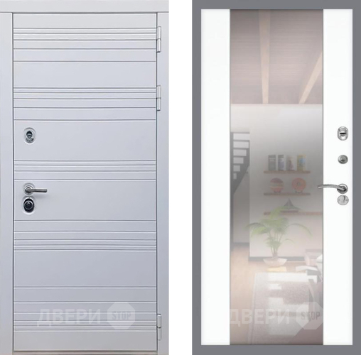 Входная металлическая Дверь Рекс (REX) 14 Силк Сноу СБ-16 Зеркало Силк Сноу в Бронницах