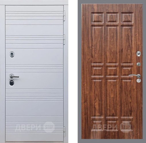 Входная металлическая Дверь Рекс (REX) 14 Силк Сноу FL-33 орех тисненый в Бронницах