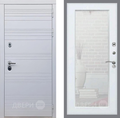 Входная металлическая Дверь Рекс (REX) 14 Силк Сноу Зеркало Пастораль Силк Сноу в Бронницах