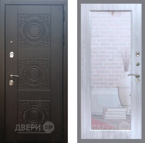 Входная металлическая Дверь Рекс (REX) 10 Зеркало Пастораль Сандал белый в Бронницах