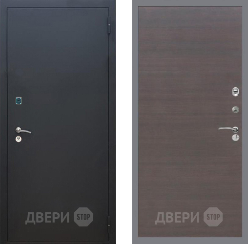 Входная металлическая Дверь Рекс (REX) 1A Черный Муар GL венге поперечный в Бронницах