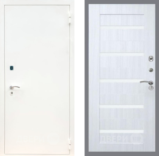 Входная металлическая Дверь Рекс (REX) 1А Белая шагрень СБ-14 стекло белое Сандал белый в Бронницах