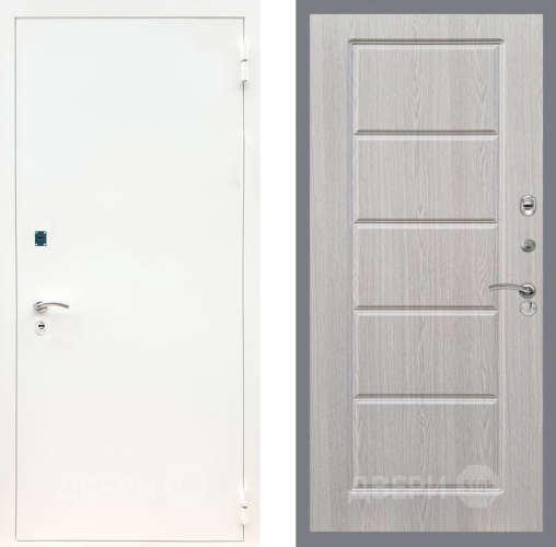 Входная металлическая Дверь Рекс (REX) 1А Белая шагрень FL-39 Беленый дуб в Бронницах