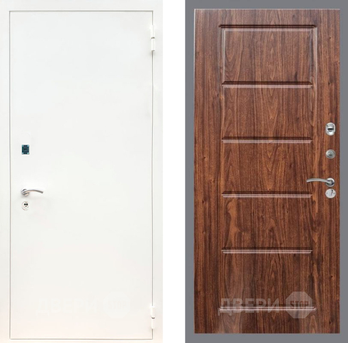 Входная металлическая Дверь Рекс (REX) 1А Белая шагрень FL-39 орех тисненый в Бронницах