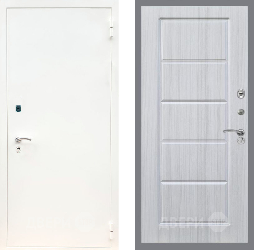 Входная металлическая Дверь Рекс (REX) 1А Белая шагрень FL-39 Сандал белый в Бронницах