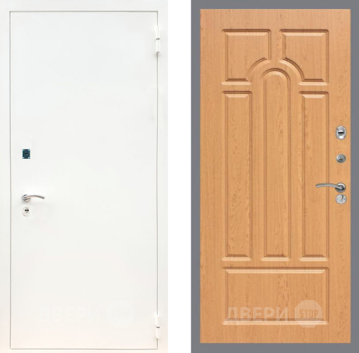 Входная металлическая Дверь Рекс (REX) 1А Белая шагрень FL-58 Дуб в Бронницах