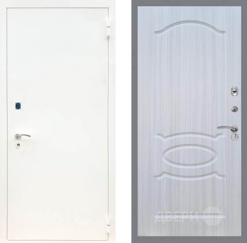 Входная металлическая Дверь Рекс (REX) 1А Белая шагрень FL-128 Сандал белый в Бронницах