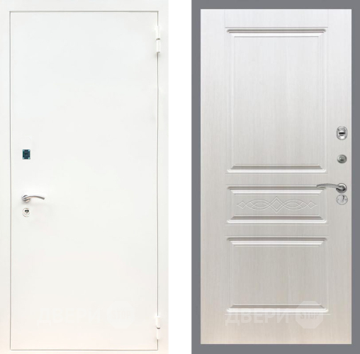 Входная металлическая Дверь Рекс (REX) 1А Белая шагрень FL-243 Лиственница беж в Бронницах