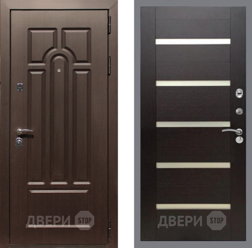 Входная металлическая Дверь Рекс (REX) Эврика СБ-14 стекло белое венге поперечный в Бронницах