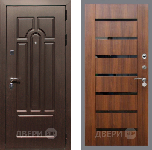 Входная металлическая Дверь Рекс (REX) Эврика СБ-14 стекло черное Орех бренди в Бронницах