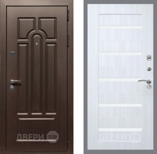 Входная металлическая Дверь Рекс (REX) Эврика СБ-14 стекло белое Сандал белый в Бронницах