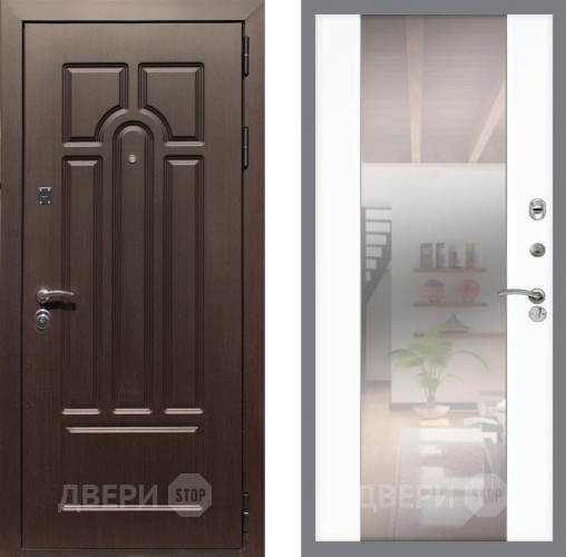 Входная металлическая Дверь Рекс (REX) Эврика СБ-16 Зеркало Силк Сноу в Бронницах