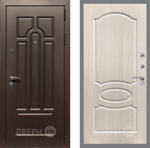 Входная металлическая Дверь Рекс (REX) Эврика FL-128 Беленый дуб в Бронницах