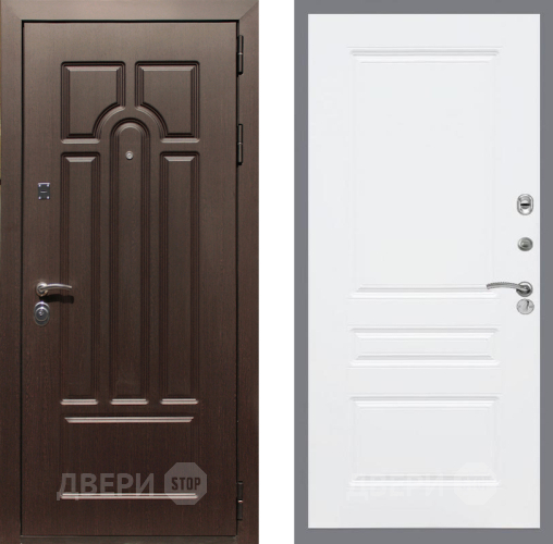 Входная металлическая Дверь Рекс (REX) Эврика FL-243 Силк Сноу в Бронницах