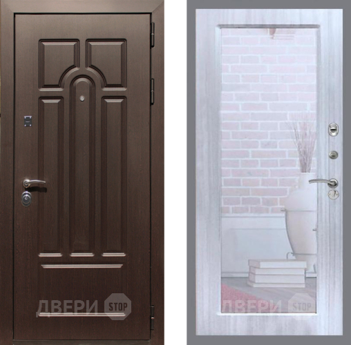 Входная металлическая Дверь Рекс (REX) Эврика Зеркало Пастораль Сандал белый в Бронницах