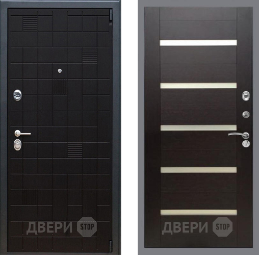 Входная металлическая Дверь Рекс (REX) 12 СБ-14 стекло белое венге поперечный в Бронницах