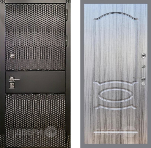 Входная металлическая Дверь Рекс (REX) 15 Черный Кварц FL-128 Сандал грей в Бронницах