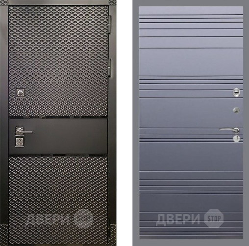Входная металлическая Дверь Рекс (REX) 15 Черный Кварц Line Силк титан в Бронницах