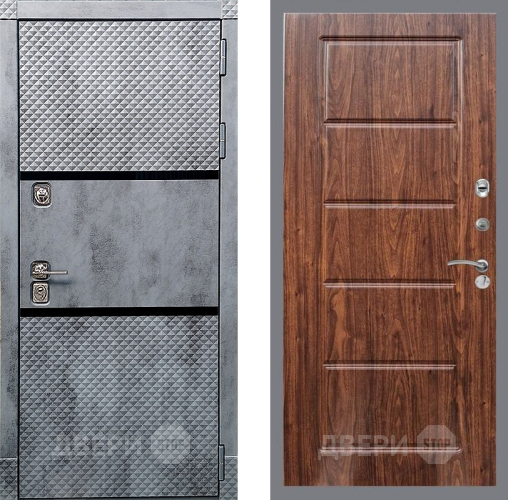 Входная металлическая Дверь Рекс (REX) 15 Бетон Темный FL-39 орех тисненый в Бронницах