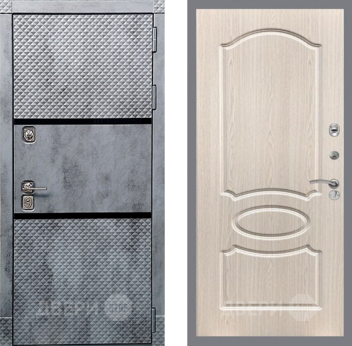 Входная металлическая Дверь Рекс (REX) 15 Бетон Темный FL-128 Беленый дуб в Бронницах