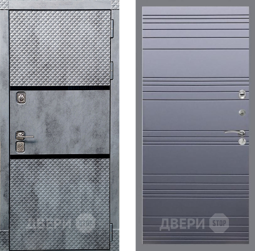 Входная металлическая Дверь Рекс (REX) 15 Бетон Темный Line Силк титан в Бронницах