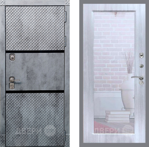 Дверь Рекс (REX) 15 Бетон Темный Зеркало Пастораль Сандал белый в Бронницах