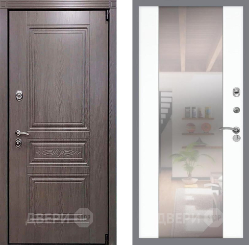 Входная металлическая Дверь Рекс (REX) Премиум-S СБ-16 Зеркало Силк Сноу в Бронницах