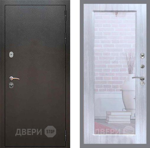Входная металлическая Дверь Рекс (REX) 5 Серебро Антик Зеркало Пастораль Сандал белый в Бронницах