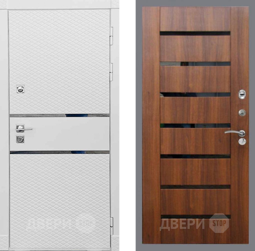 Входная металлическая Дверь Рекс (REX) 15 Силк Сноу СБ-14 стекло черное Орех бренди в Бронницах