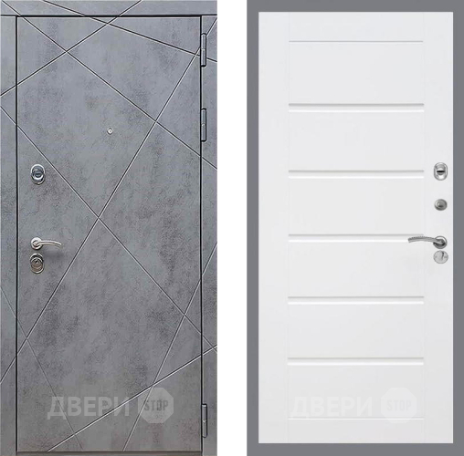 Входная металлическая Дверь Рекс (REX) 13 Бетон Темный Сити Белый ясень в Бронницах